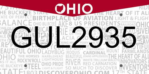 GUL2935 Ohio License Plate
