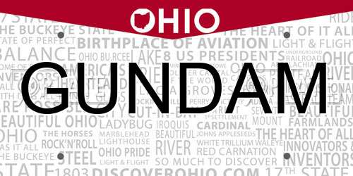 GUNDAM Ohio License Plate