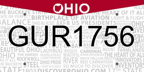 GUR1756 Ohio License Plate