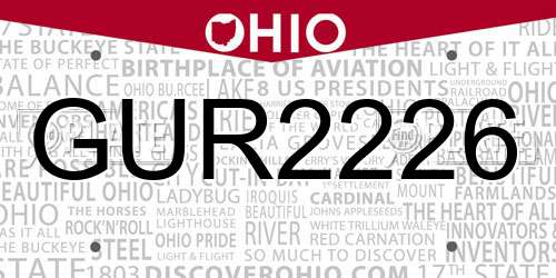 GUR2226 Ohio License Plate