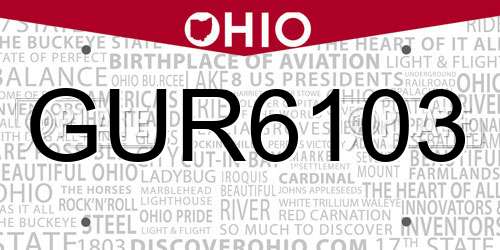 GUR6103 Ohio License Plate