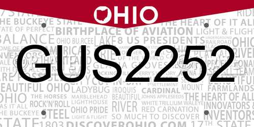 GUS2252 Ohio License Plate