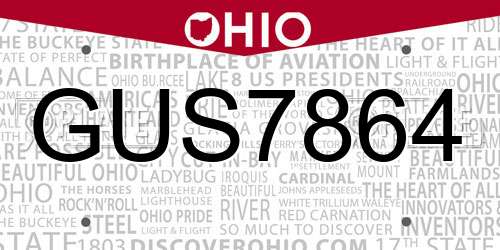 GUS7864 Ohio License Plate
