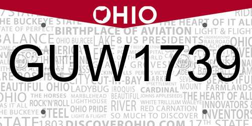 GUW1739 Ohio License Plate