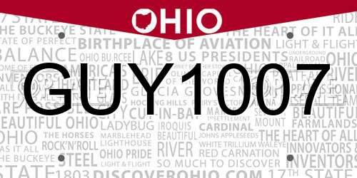 GUY1007 Ohio License Plate