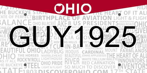 GUY1925 Ohio License Plate