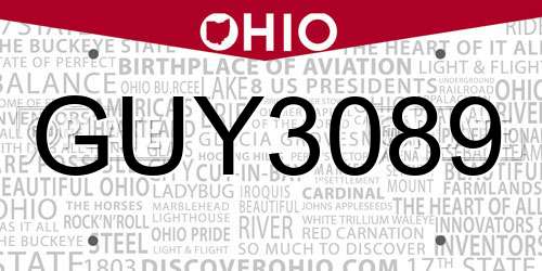 GUY3089 Ohio License Plate
