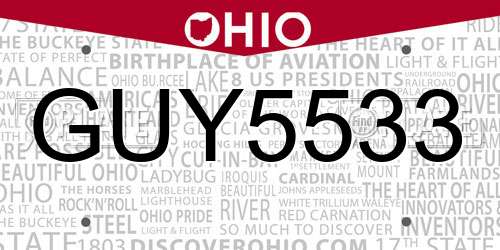 GUY5533 Ohio License Plate