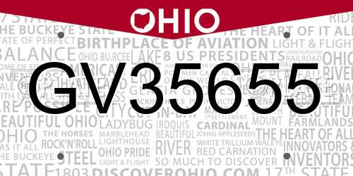 GV35655 Ohio License Plate