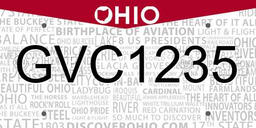 GVC1235 Ohio License Plate