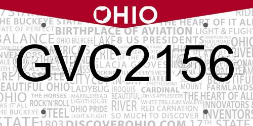 GVC2156 Ohio License Plate