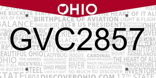 GVC2857 Ohio License Plate