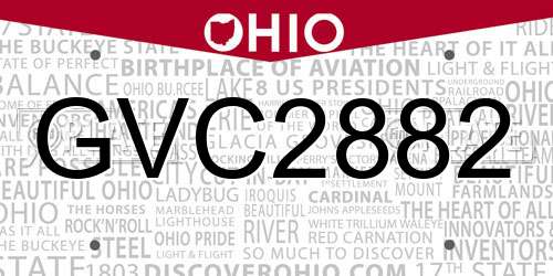 GVC2882 Ohio License Plate