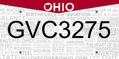 GVC3275 Ohio License Plate