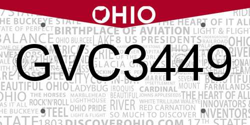 GVC3449 Ohio License Plate