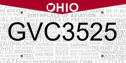 GVC3525 Ohio License Plate