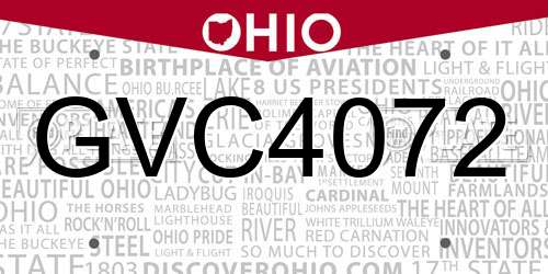 GVC4072 Ohio License Plate