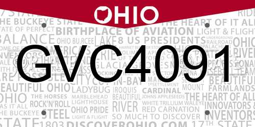 GVC4091 Ohio License Plate