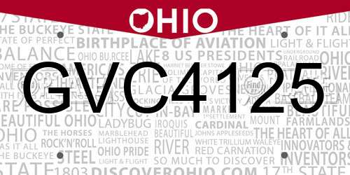 GVC4125 Ohio License Plate