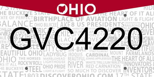 GVC4220 Ohio License Plate