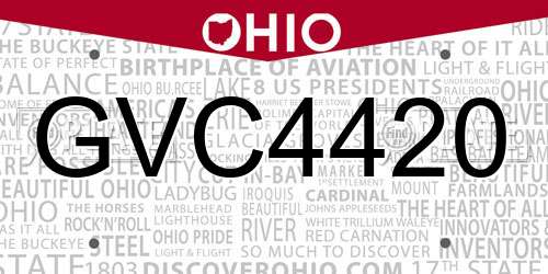 GVC4420 Ohio License Plate