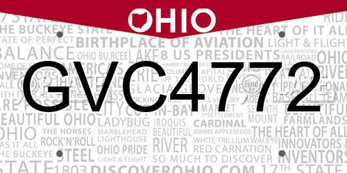 GVC4772 Ohio License Plate