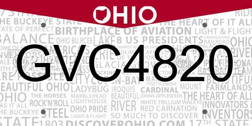 GVC4820 Ohio License Plate