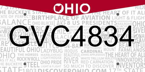GVC4834 Ohio License Plate