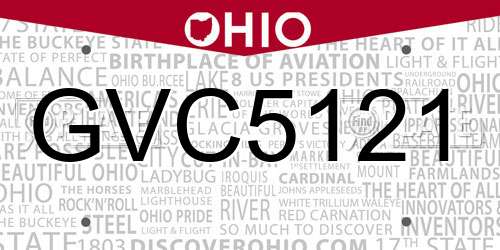 GVC5121 Ohio License Plate