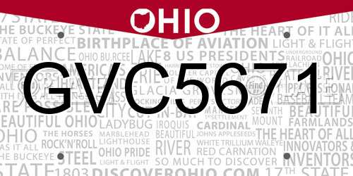 GVC5671 Ohio License Plate