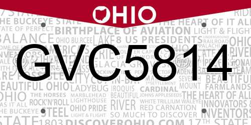 GVC5814 Ohio License Plate