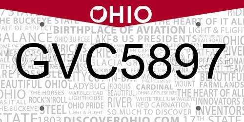 GVC5897 Ohio License Plate