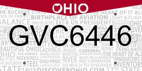 GVC6446 Ohio License Plate