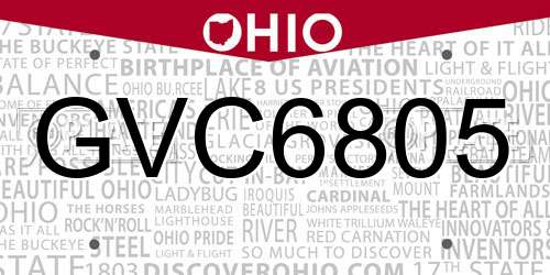 GVC6805 Ohio License Plate
