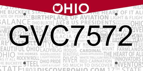 GVC7572 Ohio License Plate