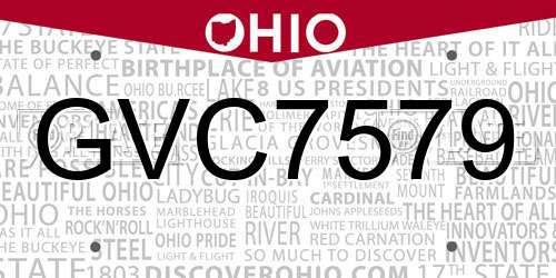 GVC7579 Ohio License Plate