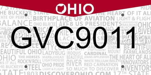 GVC9011 Ohio License Plate