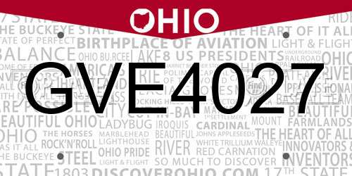 GVE4027 Ohio License Plate