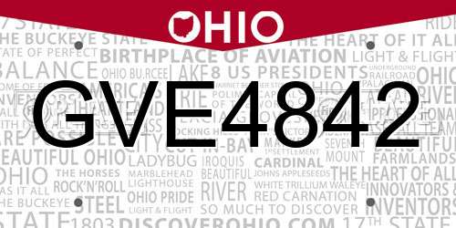 GVE4842 Ohio License Plate