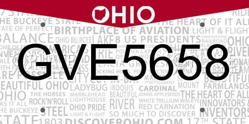 GVE5658 Ohio License Plate