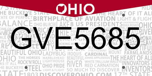 GVE5685 Ohio License Plate