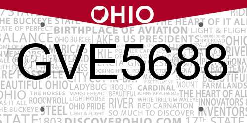 GVE5688 Ohio License Plate