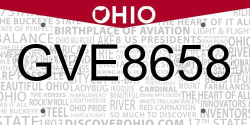 GVE8658 Ohio License Plate