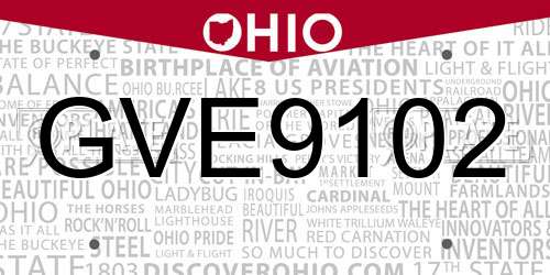 GVE9102 Ohio License Plate