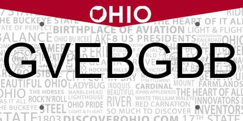 GVEBGBB Ohio License Plate