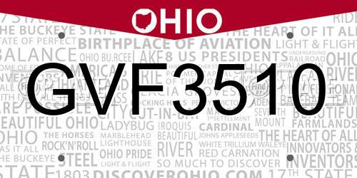 GVF3510 Ohio License Plate