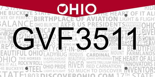GVF3511 Ohio License Plate