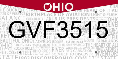 GVF3515 Ohio License Plate