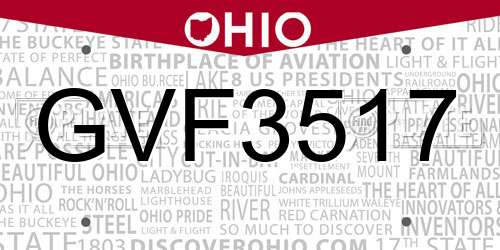 GVF3517 Ohio License Plate