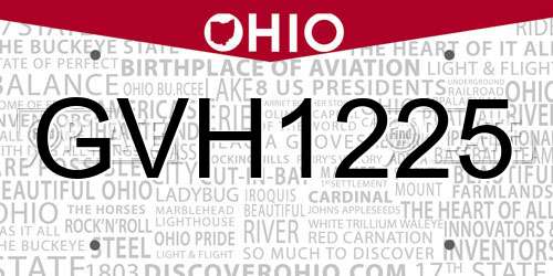 GVH1225 Ohio License Plate